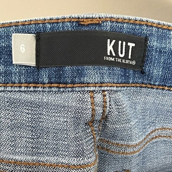 Kut From The Kloth Mid Rise Medium Wash Slim Boyfriend Jeans Size 6 Distressed - Picture 6 of 12